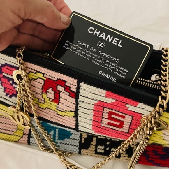 Authentic Chanel Needlepoint Patchwork Purse - Picture 1 of 6
